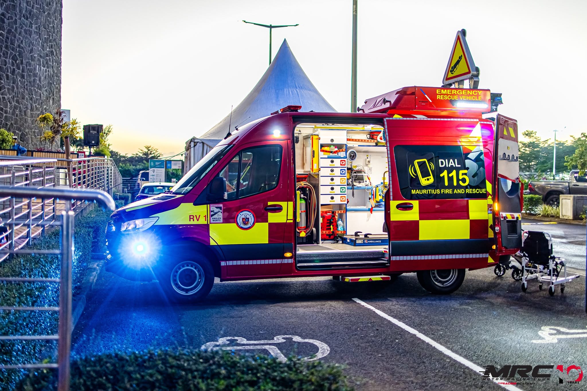MRC safety and fire crew at a rally event